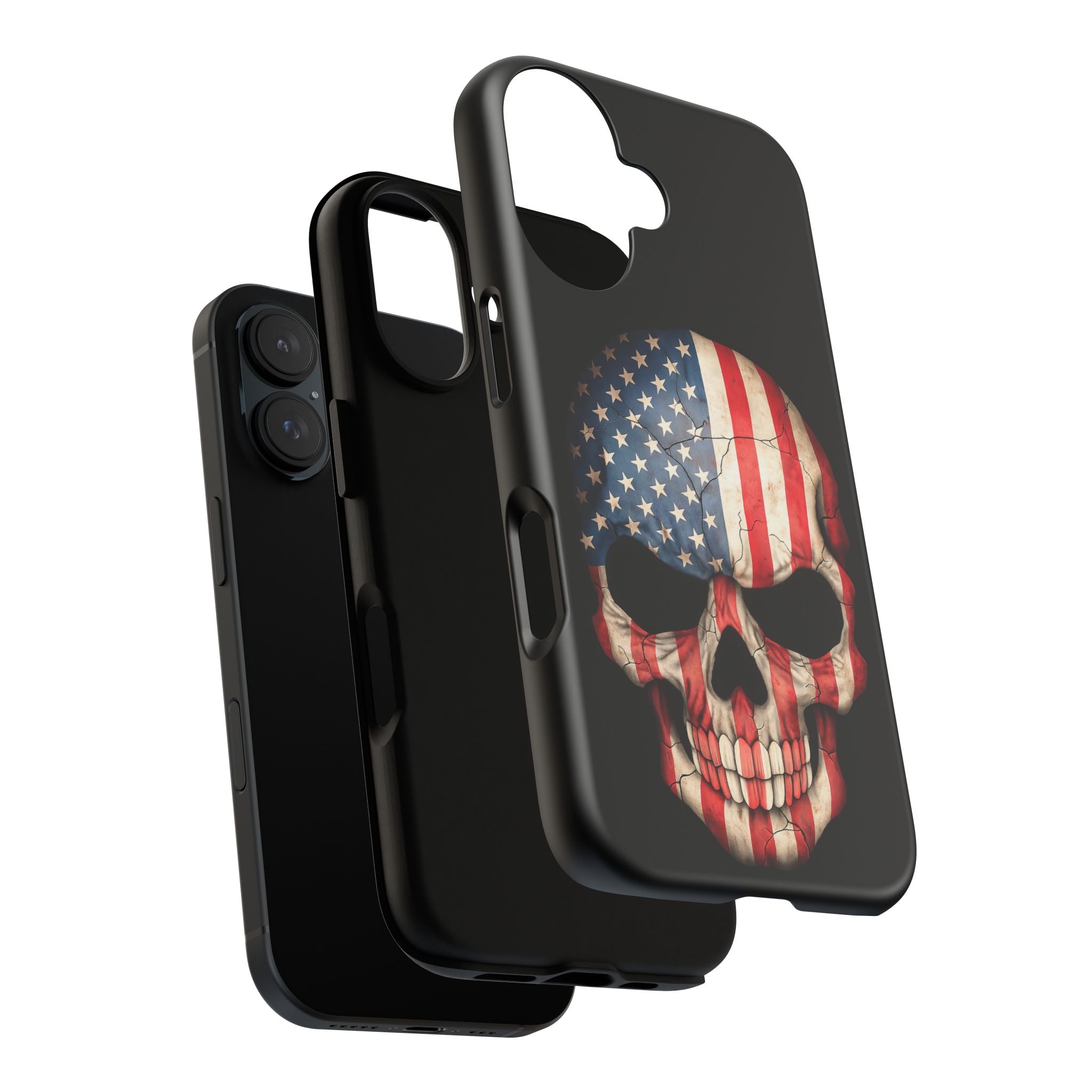 American Flag Skull Phone Case - Patriotic Tough Protective Cover