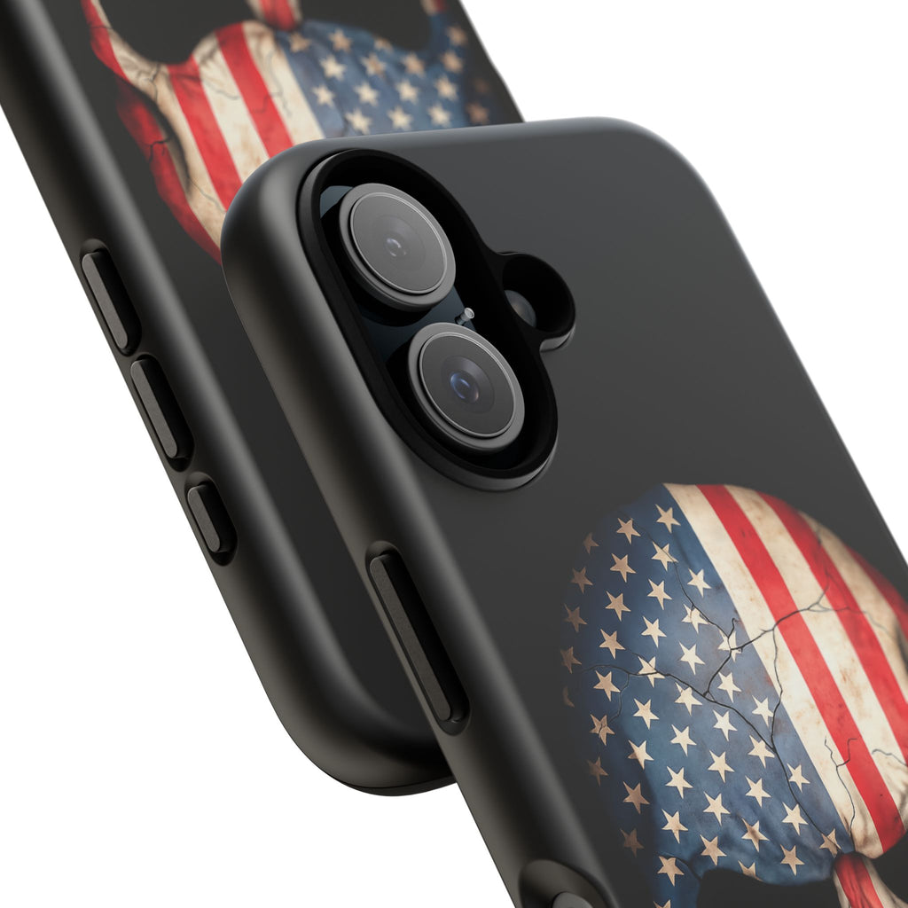 American Flag Skull Phone Case - Patriotic Tough Protective Cover