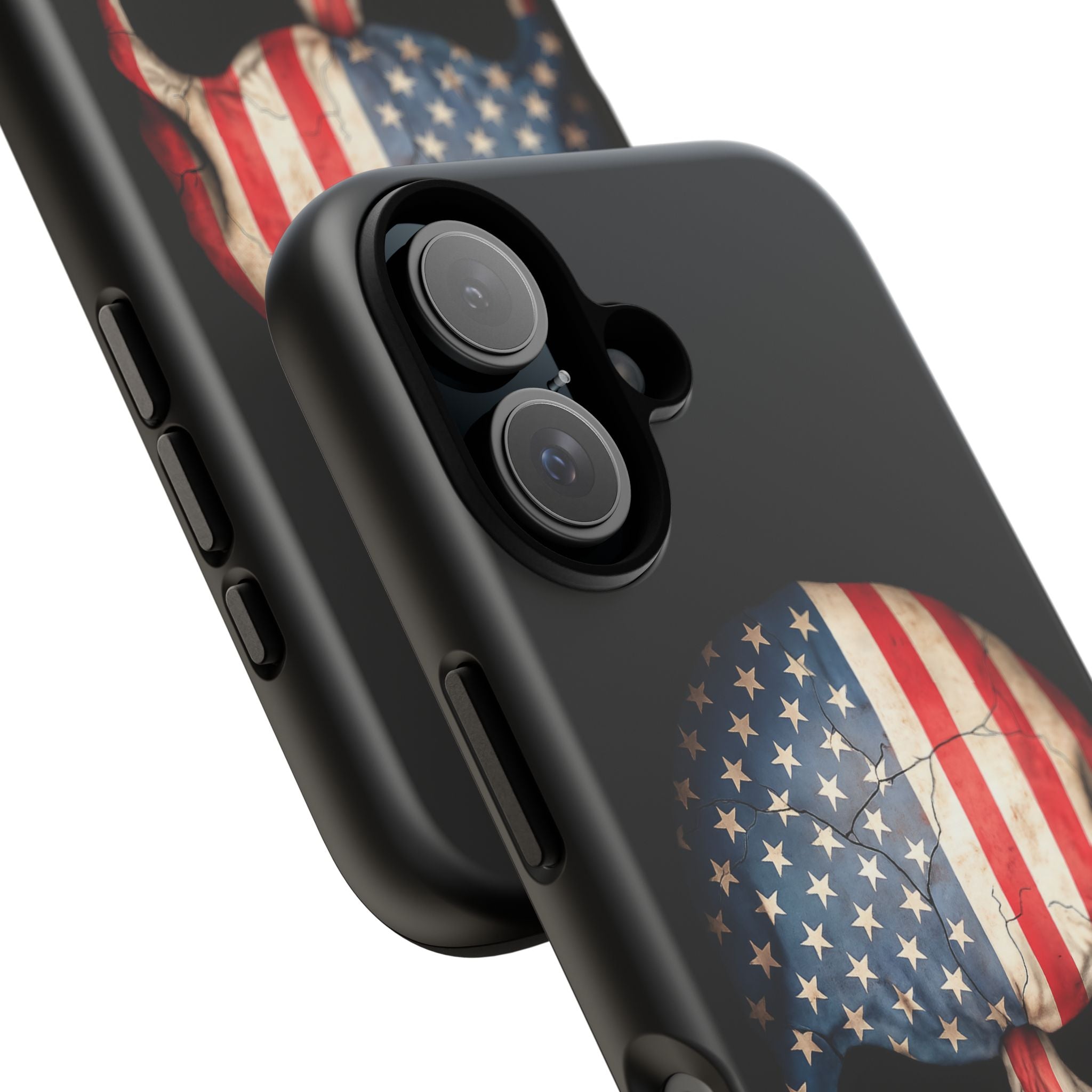 American Flag Skull Phone Case - Patriotic Tough Protective Cover
