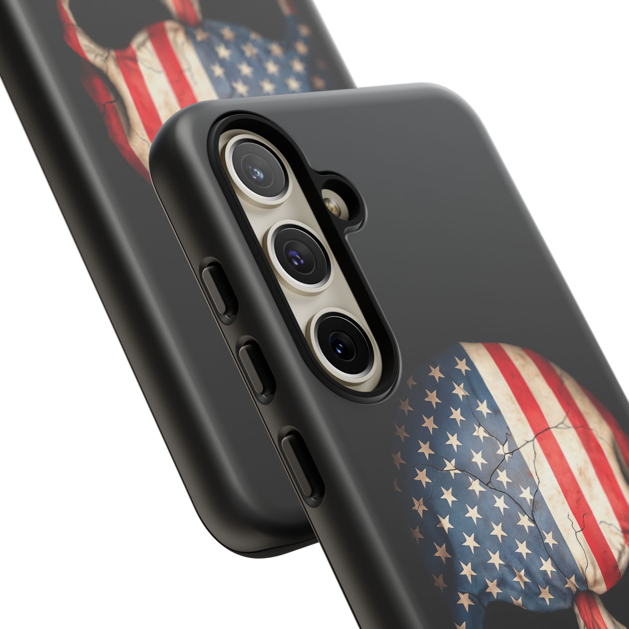 American Flag Skull Phone Case - Patriotic Tough Protective Cover