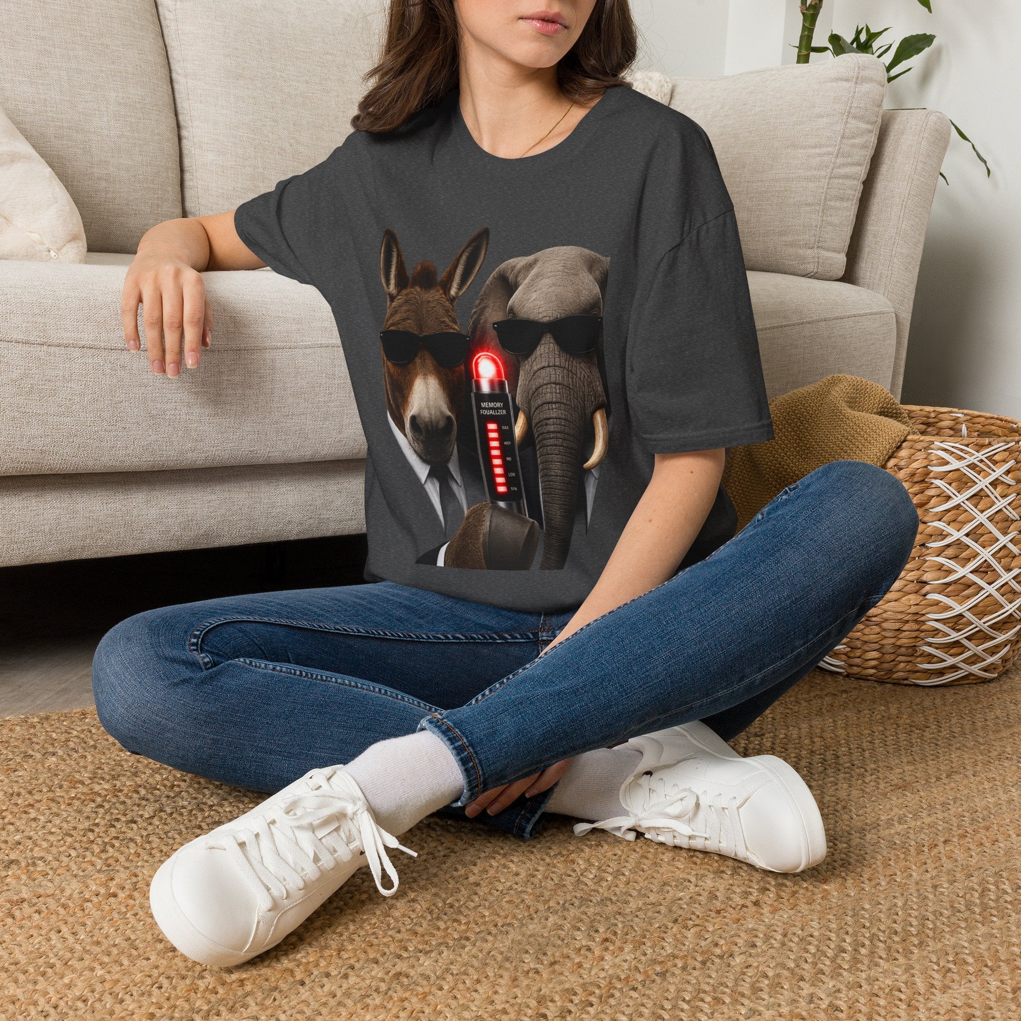 Funny Donkey & Elephant Sunglasses T-Shirt — Political Animal Humor Tee