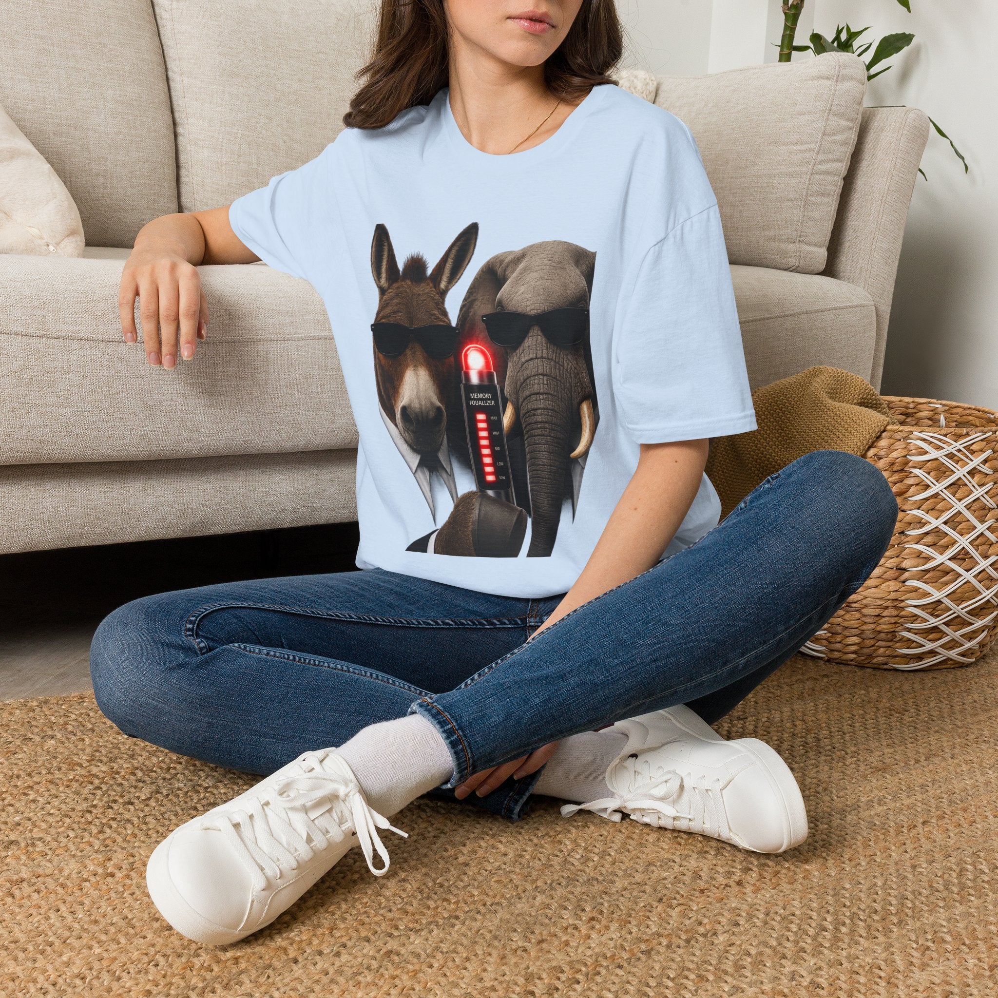 Funny Donkey & Elephant Sunglasses T-Shirt — Political Animal Humor Tee