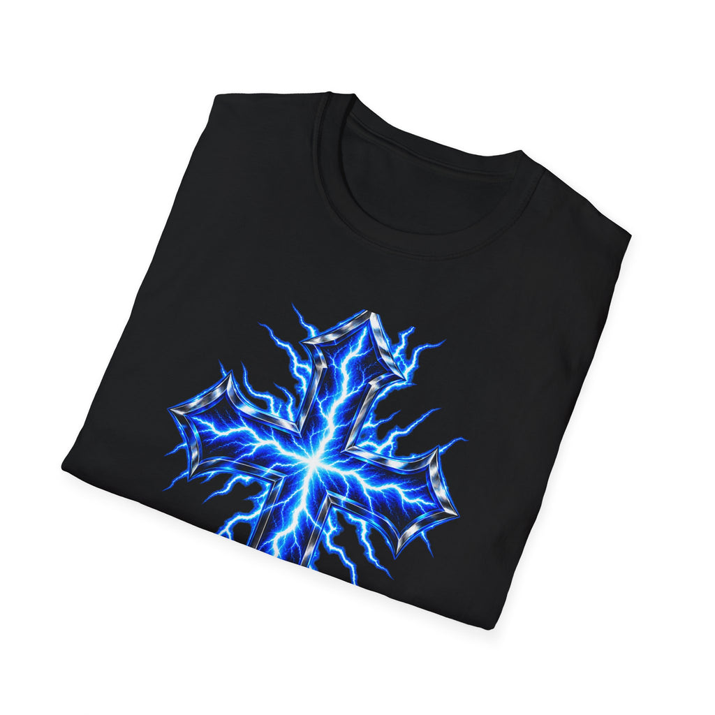 Electric Blue Cross T-Shirt – Lightning Church Graphic Tee