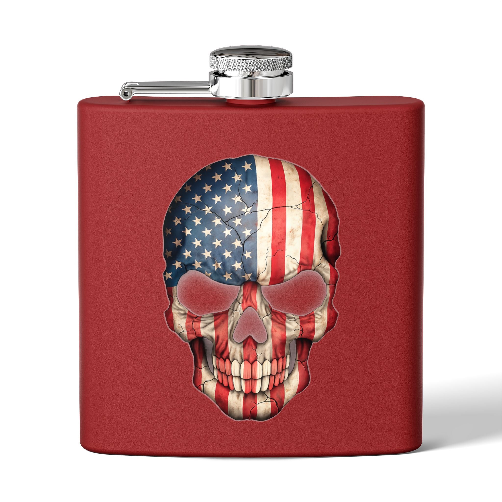 American Flag Skull Flask — 6oz Stainless Steel Patriotic Hip Flask