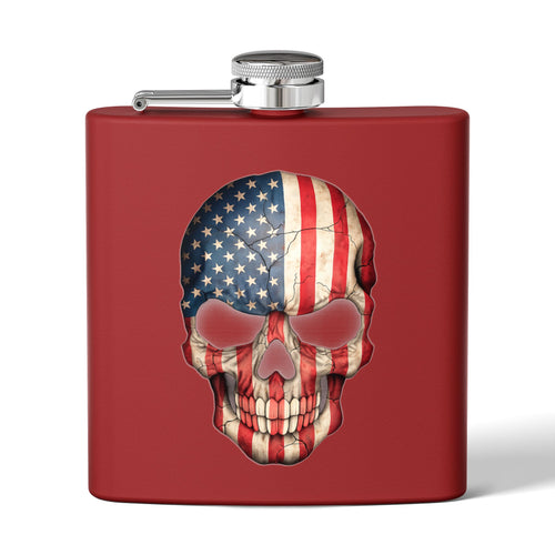 American Flag Skull Flask — 6oz Stainless Steel Patriotic Hip Flask