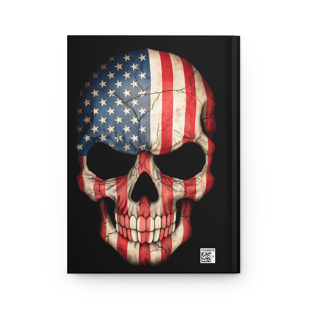 Hardcover Journal — Dark Cross & American Flag Skull Notebook