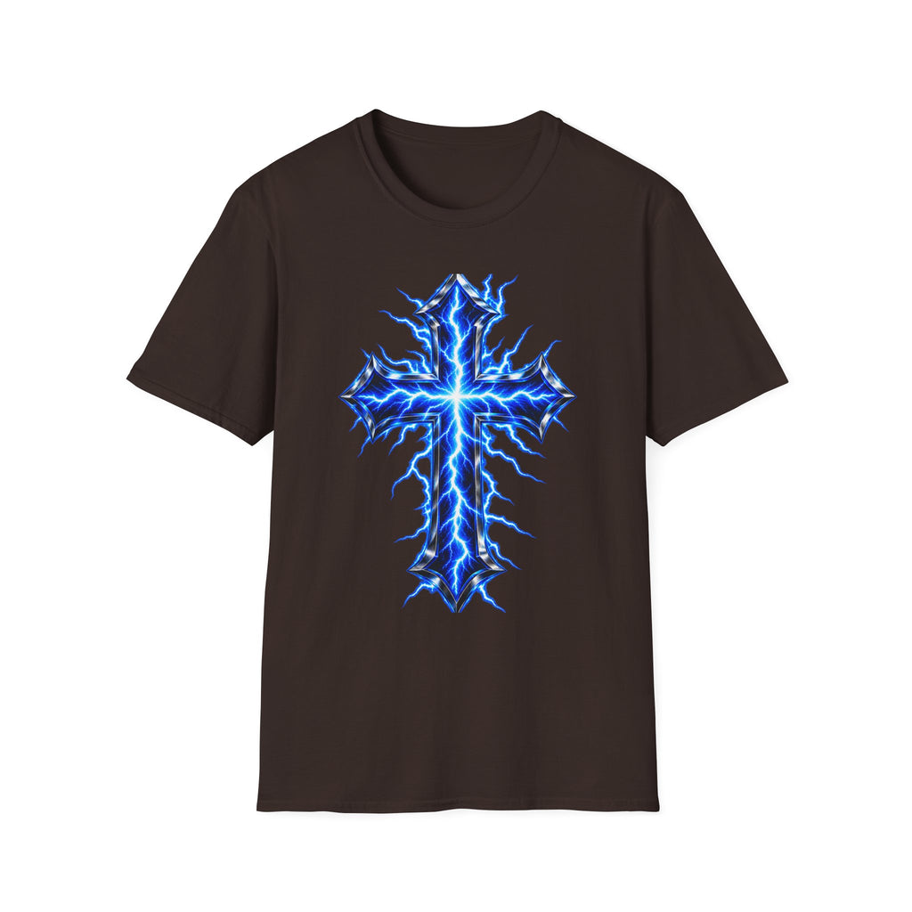 Electric Blue Cross T-Shirt – Lightning Church Graphic Tee