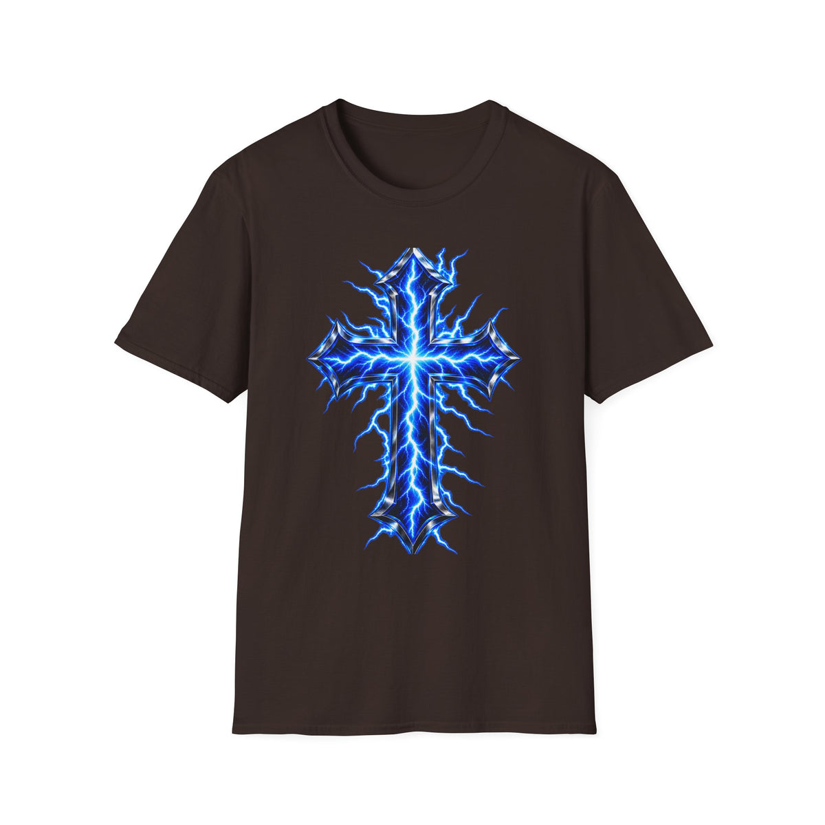 Electric Blue Cross T-Shirt – Lightning Church Graphic Tee