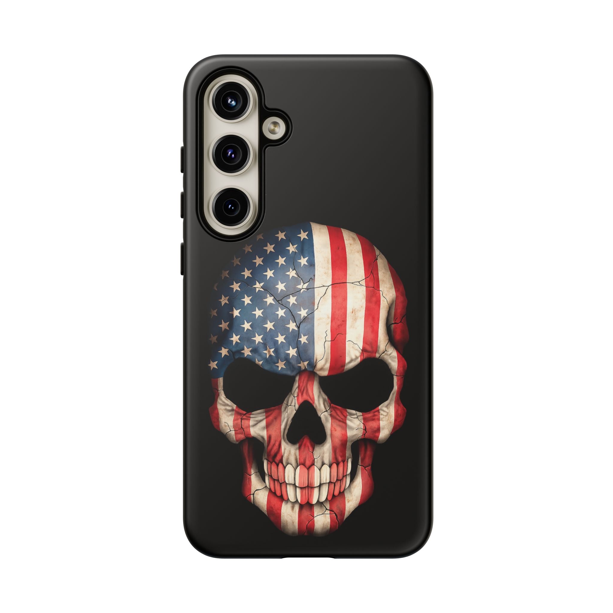 American Flag Skull Phone Case - Patriotic Tough Protective Cover