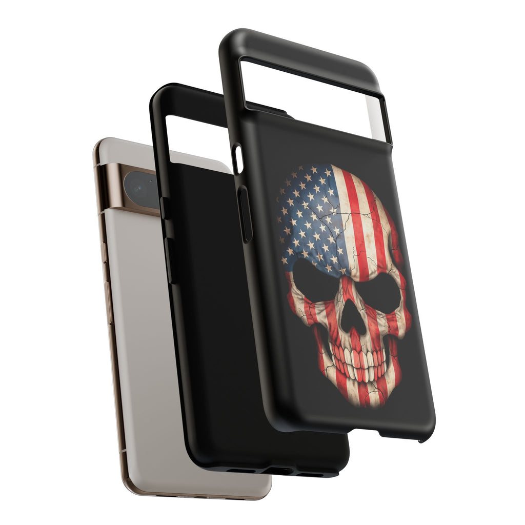 American Flag Skull Phone Case - Patriotic Tough Protective Cover
