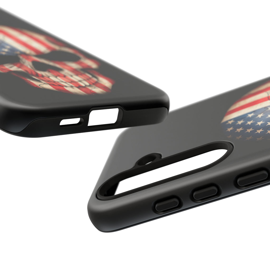 American Flag Skull Phone Case - Patriotic Tough Protective Cover