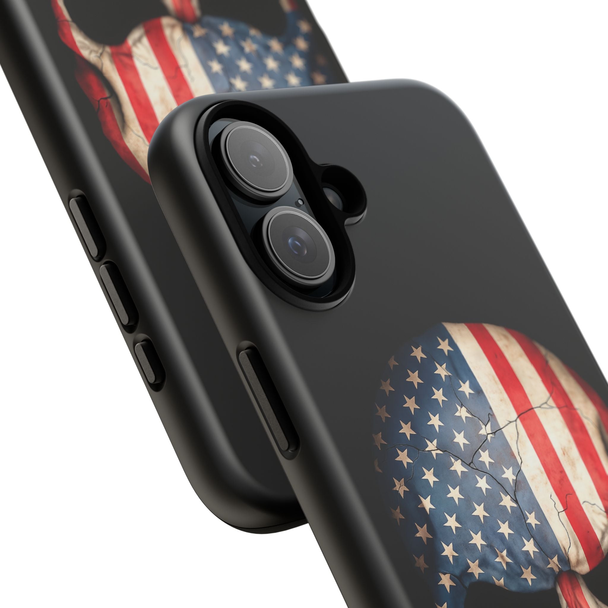 American Flag Skull Phone Case - Patriotic Tough Protective Cover