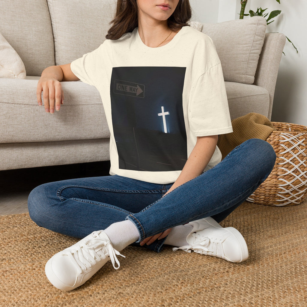 Christian Cross T-Shirt - One Way Street Sign Faith Tee
