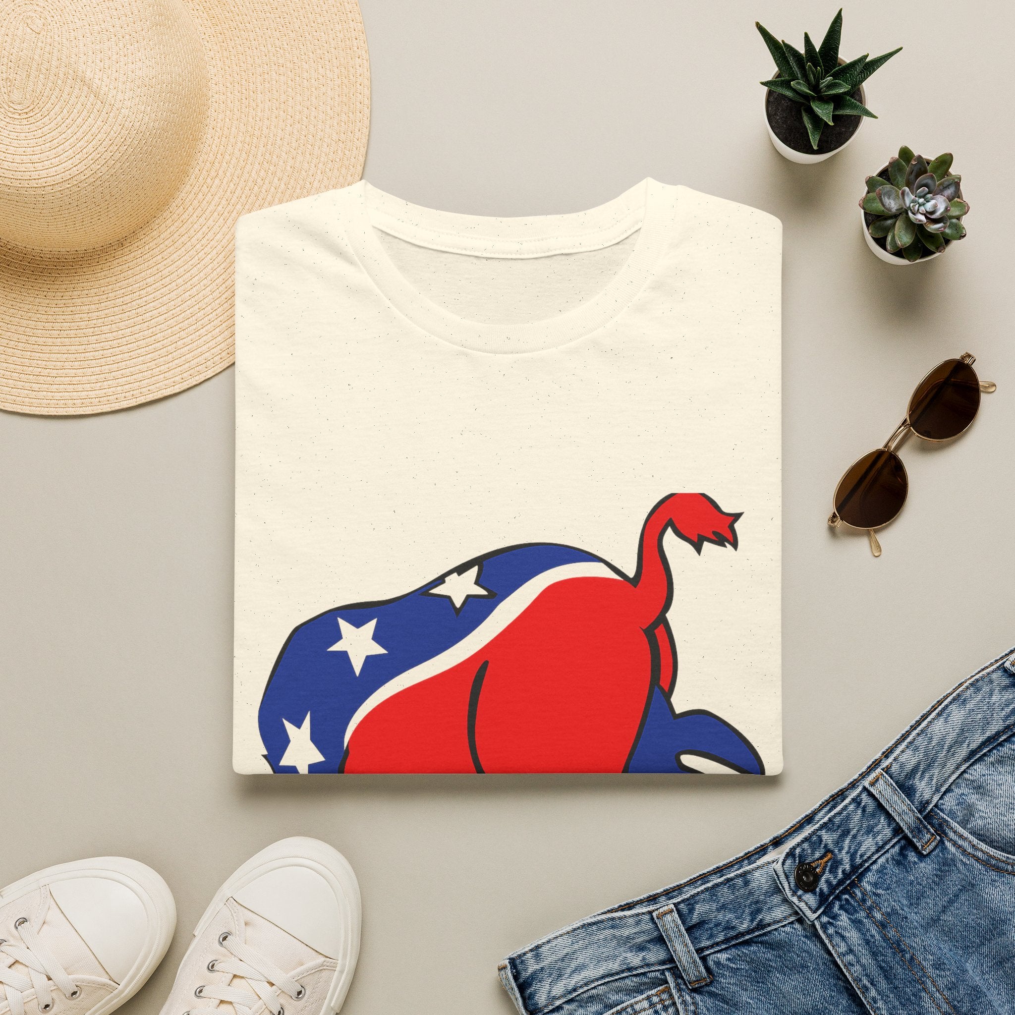 Elephant Political Graphic T-Shirt — Patriotic Red, White & Blue Design