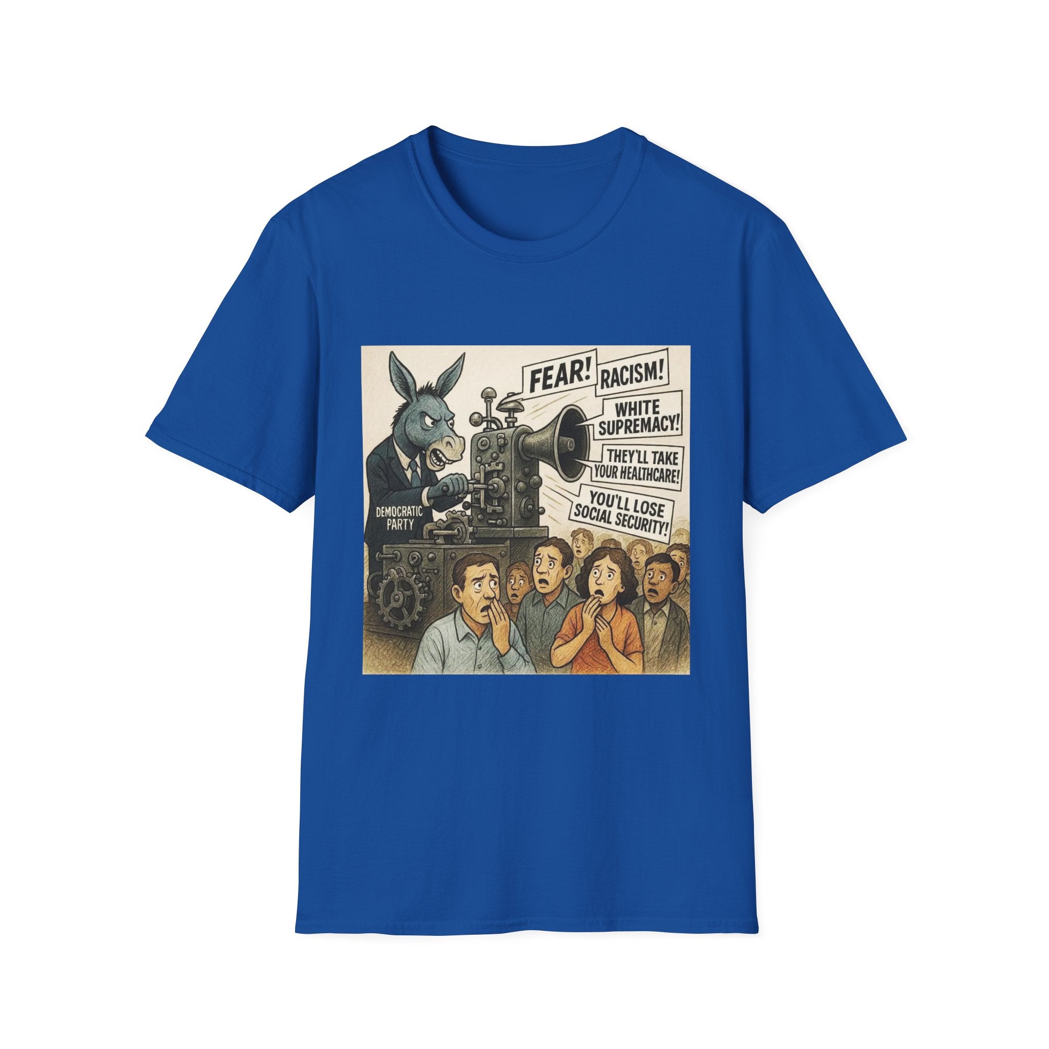 Graphic T-Shirt — Vintage Political Cartoon ‘Fear! Racism! White Supremacy!’