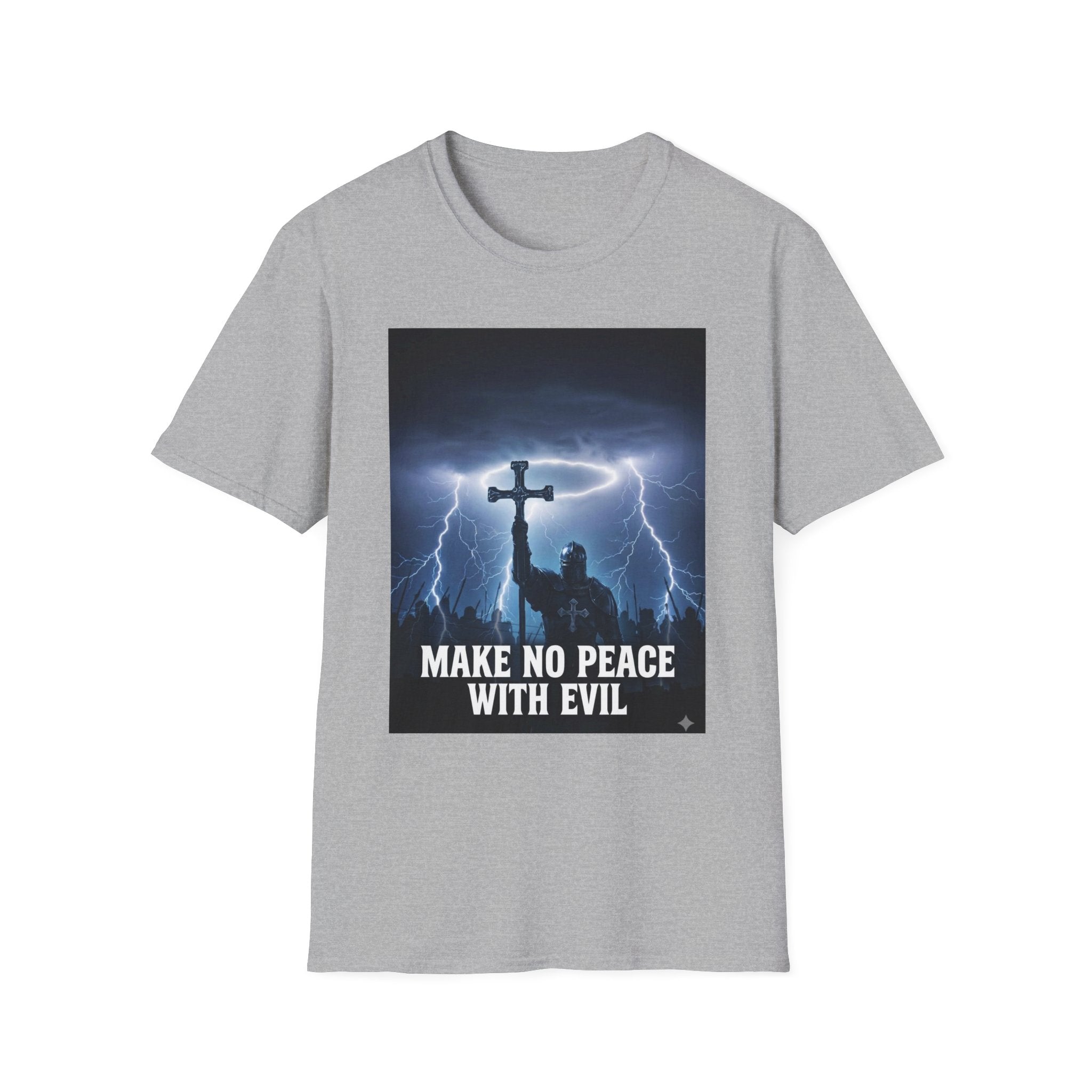 Make No Peace With Evil T-Shirt – Lightning Cross Christian Faith Tee