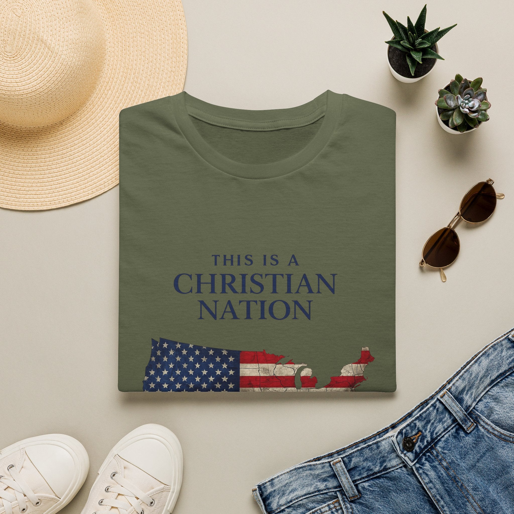 Christian Nation T-Shirt — America Flag Map Graphic