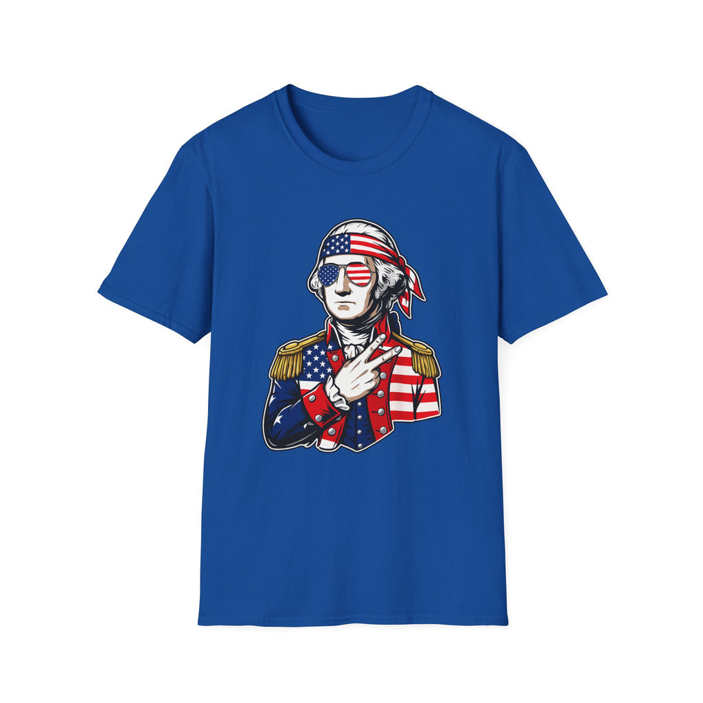 Patriotic George Washington T-Shirt – American Flag Bandana & Shades Tee