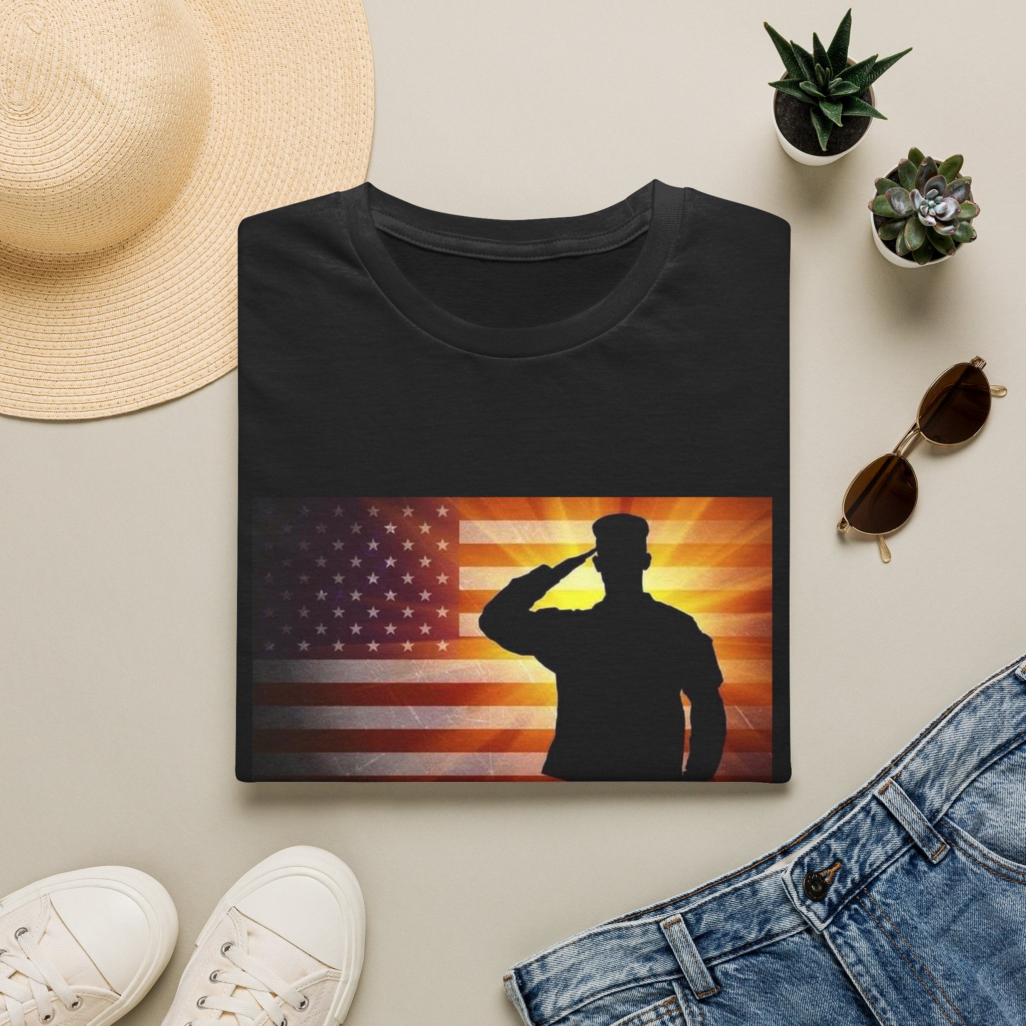 Military Salute T-Shirt — American Flag Veteran Tribute Tee