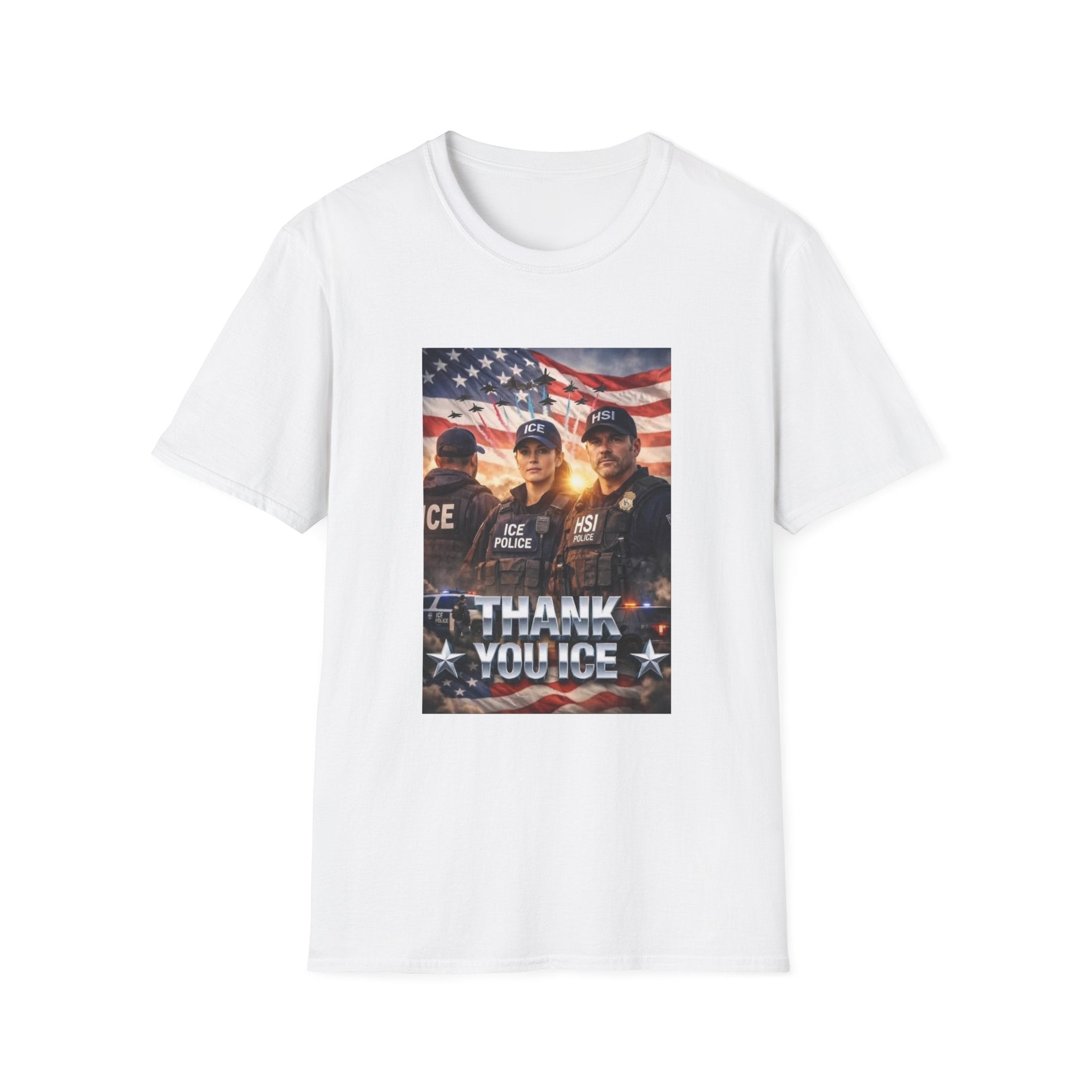 Police Tribute T-Shirt — "Thank You Police" American Flag Design