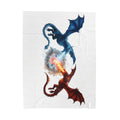 Dragon Duel Velveteen Plush Blanket — Blue & Red Fire-Breathing Dragons Throw