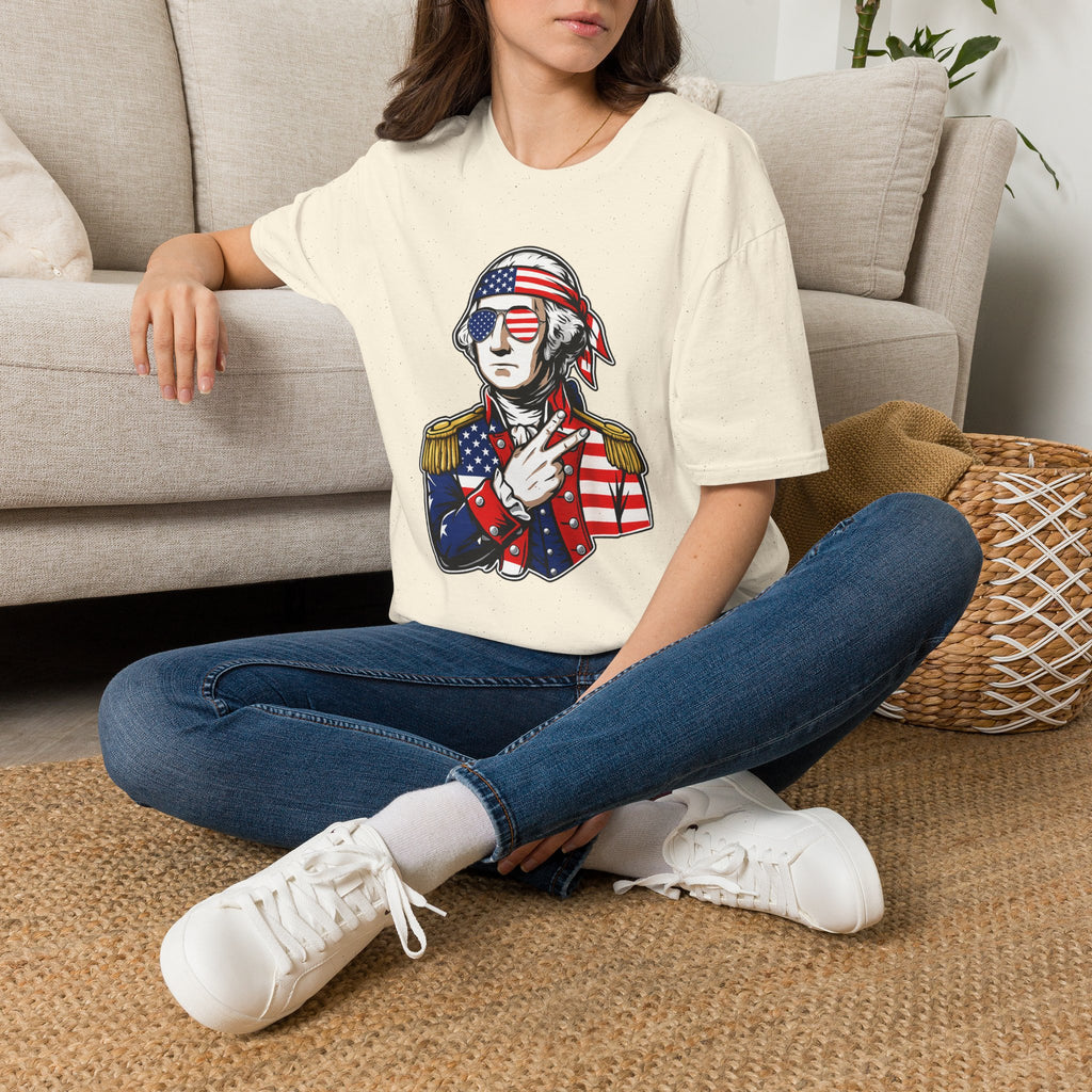 Patriotic George Washington T-Shirt – American Flag Bandana & Shades Tee