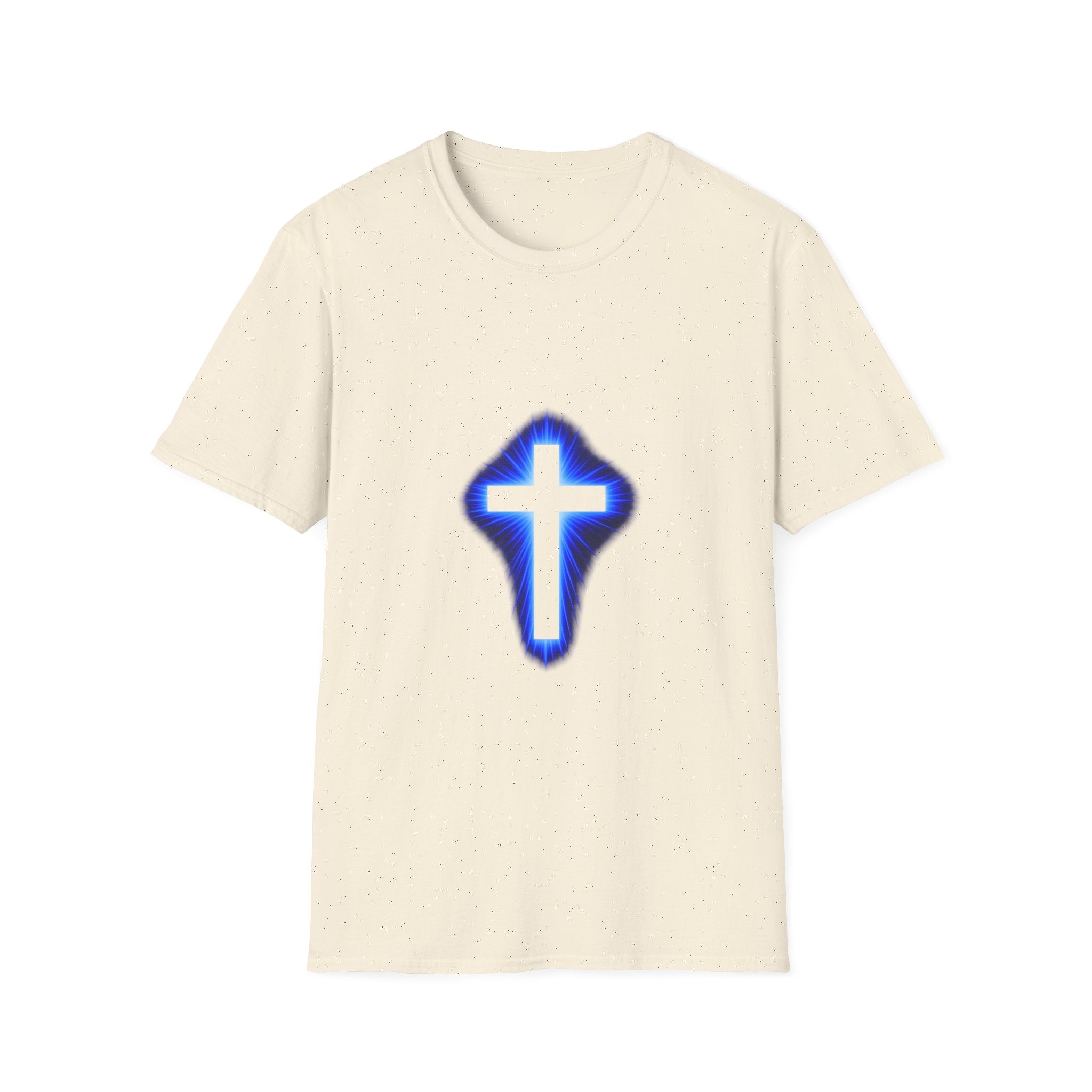 Blue Glowing Cross T‑Shirt — Christian Faith Graphic Tee